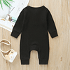 baby girl or boy black cardigan style ribbed buttoned all in one romper suit