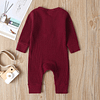 baby girl or boy red cotton cardigan style ribbed buttoned all in one romper suit