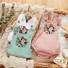 baby girls embroidered linen floral sleeveless romper suit