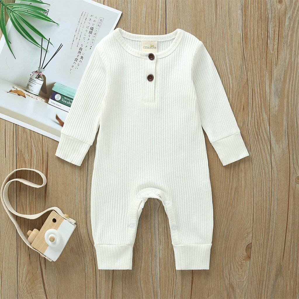 baby girl or boy white cardigan style ribbed buttoned all in one romper suit