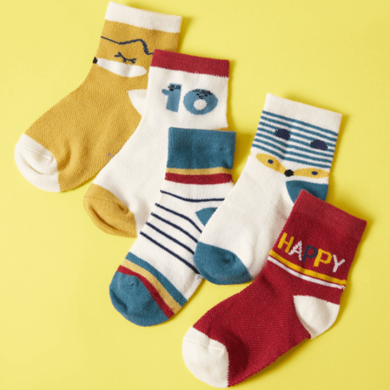 baby and kids fun multi-coloured stripe multi-pack of 5 ankle socks