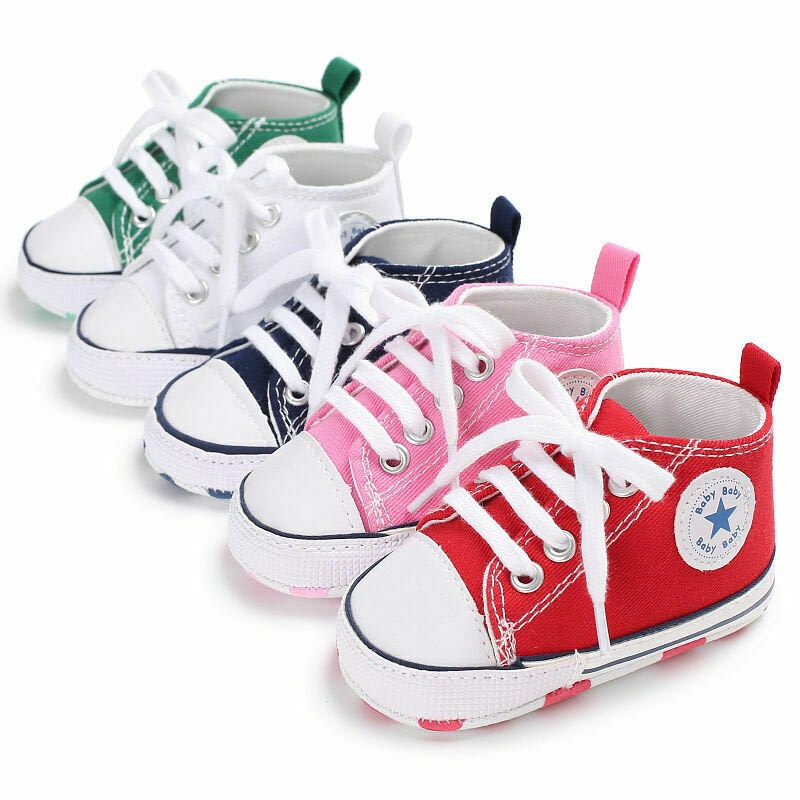 babies colourful lace up canvas trainers