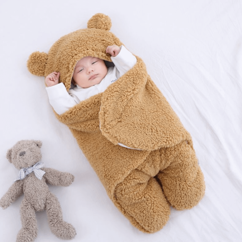 Brown bear swaddle wrap for newborn baby