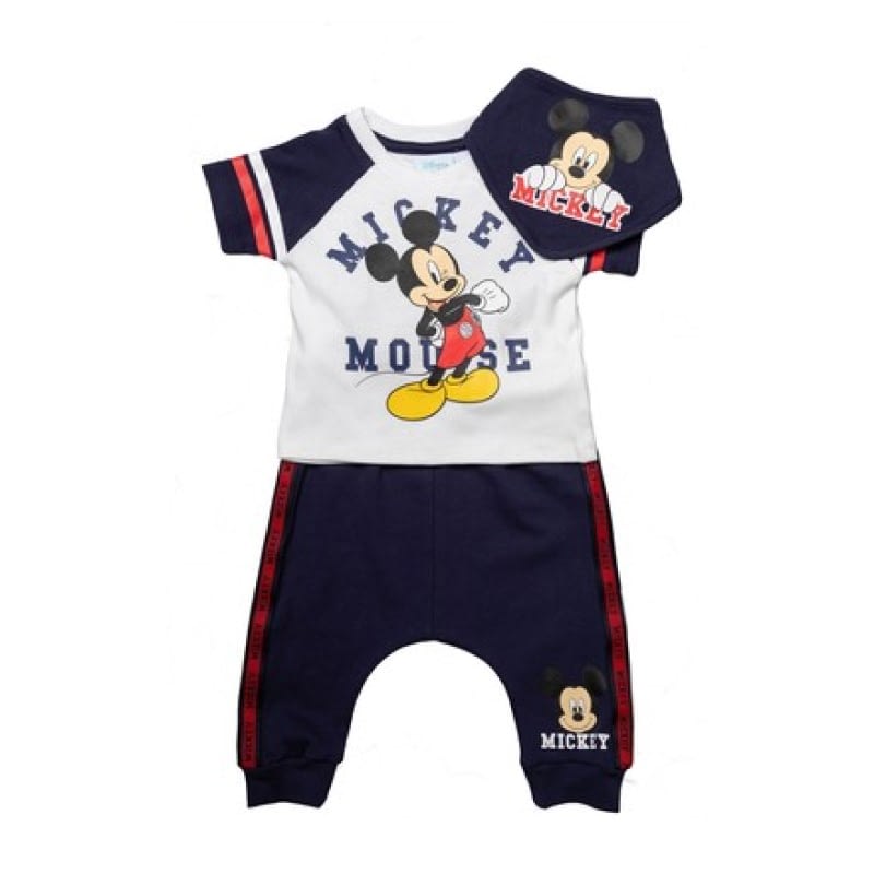 Disney Mickey Mouse White 3 Piece T-Shirt, Shorts & Bib Set