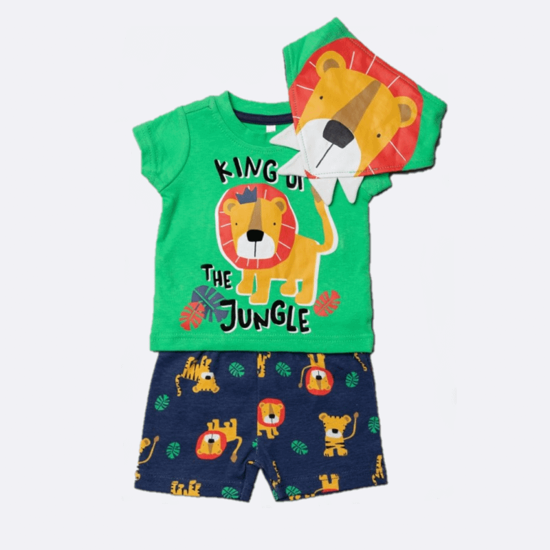 Baby boys lion jungle t-shirt, shorts & bib set by lily and jack