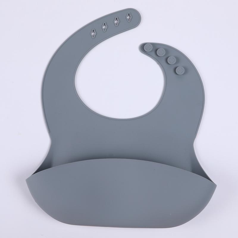 grey silicone bib for babies and toddlers