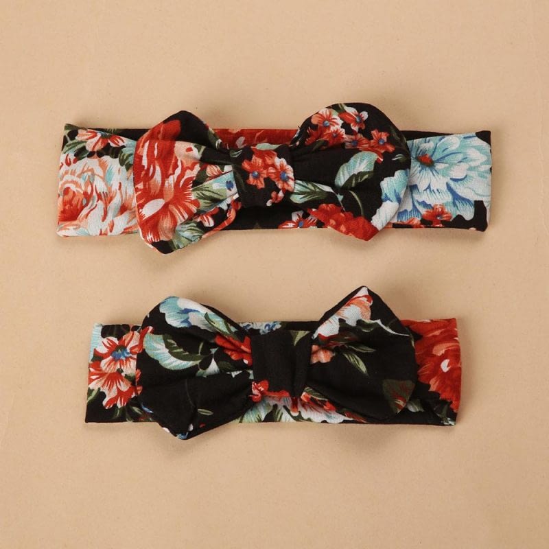 family matching mummy and baby black floral headbands