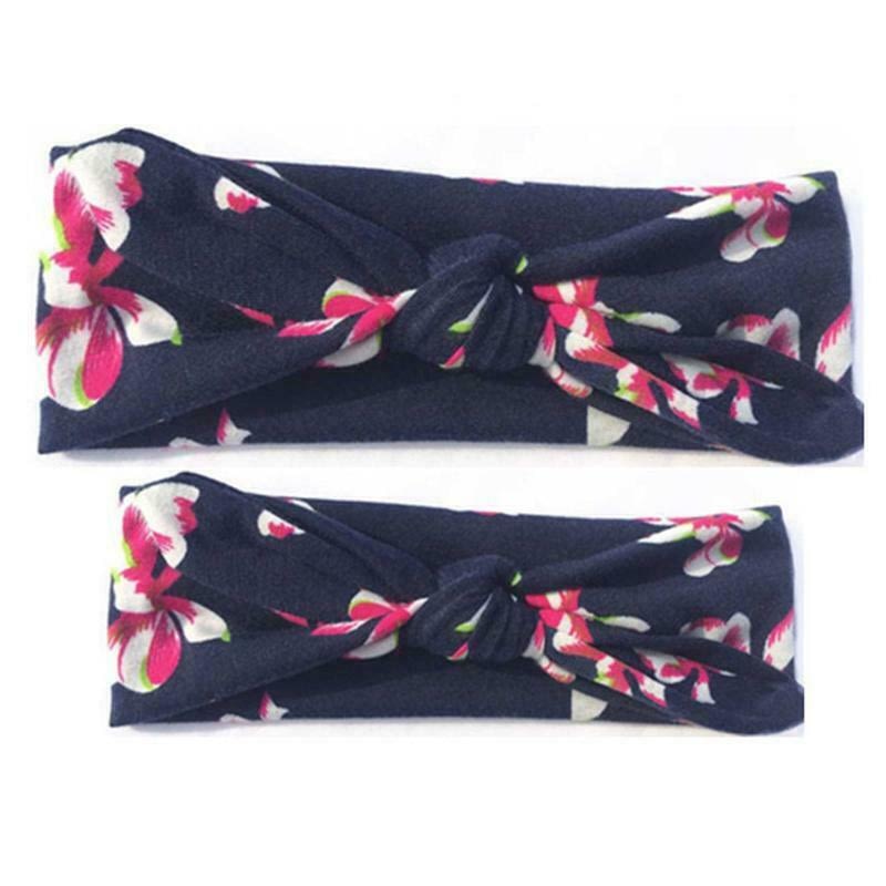 family matching mummy and baby navy blue floral headbands
