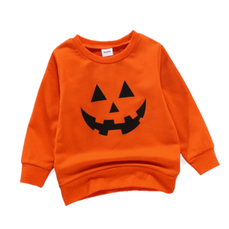 toddler kids unisex orange halloween spooky pumpkin face jumper